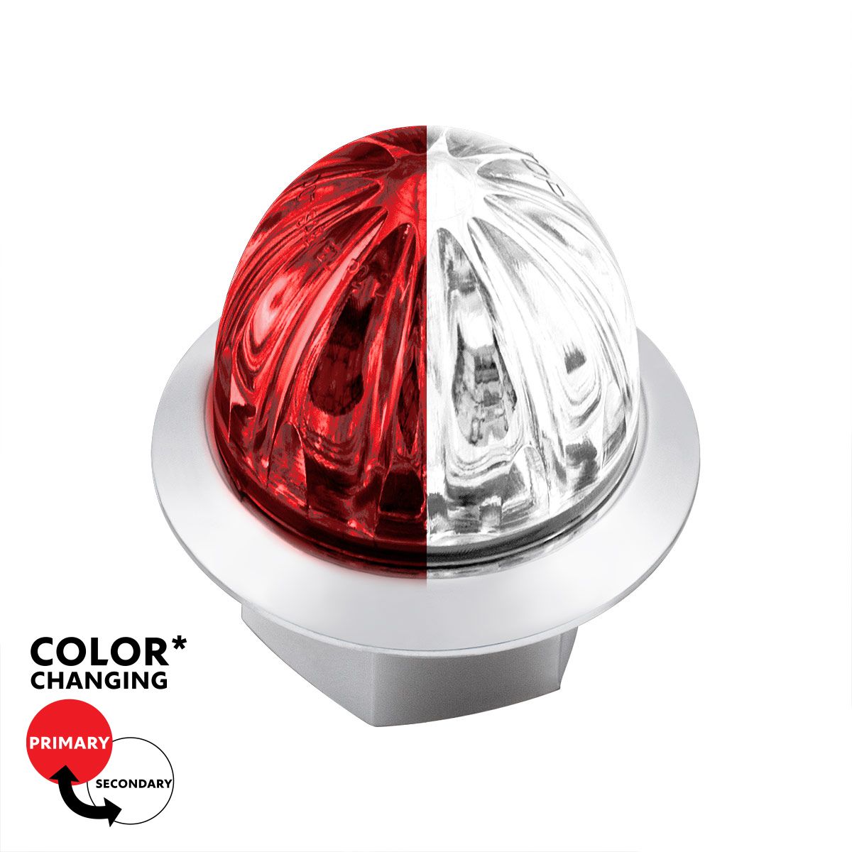 4 LED 1-1/8" Watermelon Double Fury Light With Clear Lens (Clearance/Marker) - Red & White LED