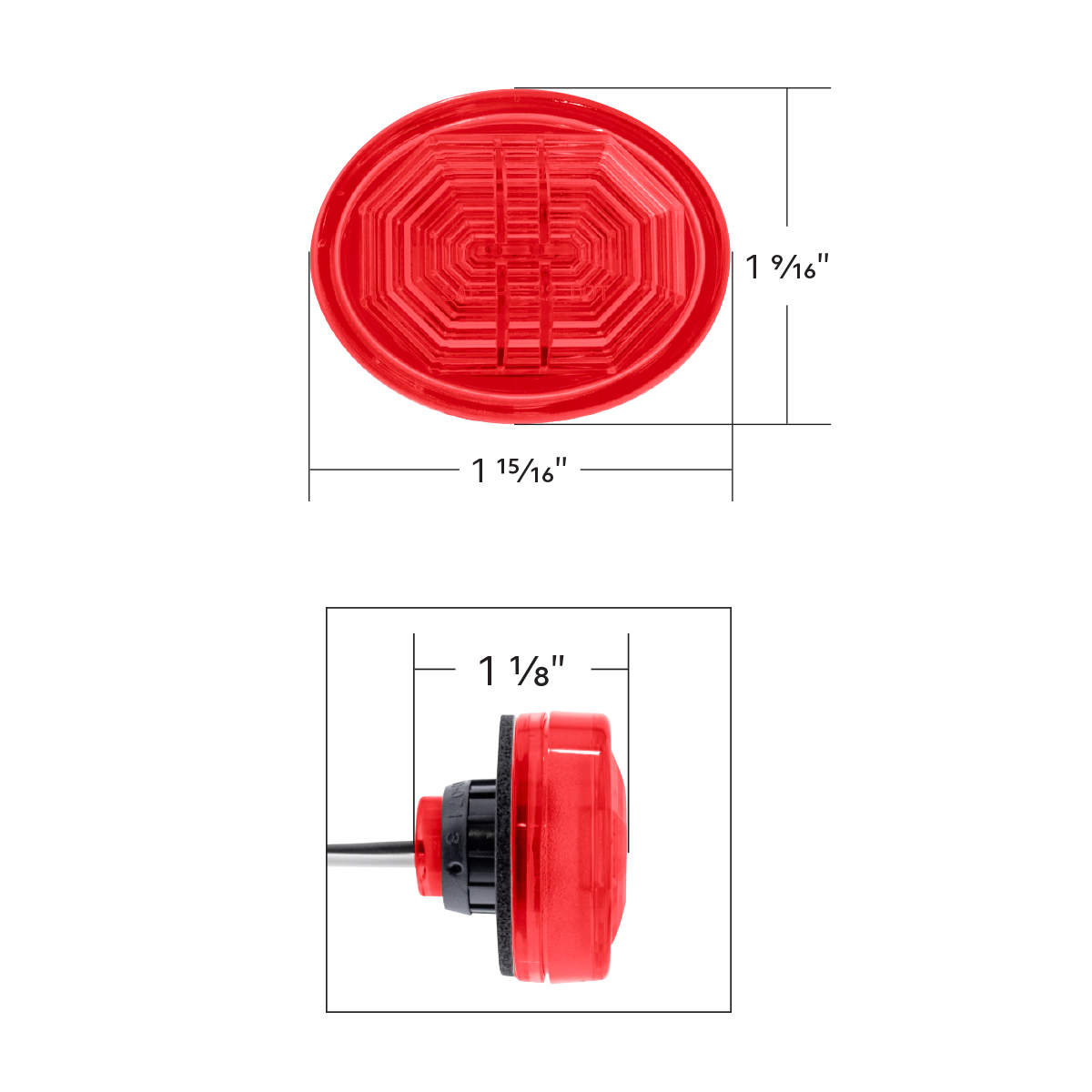 3 LED Oval Clearance/Marker Light-Red LED/Red Lens - Thumbnail 10