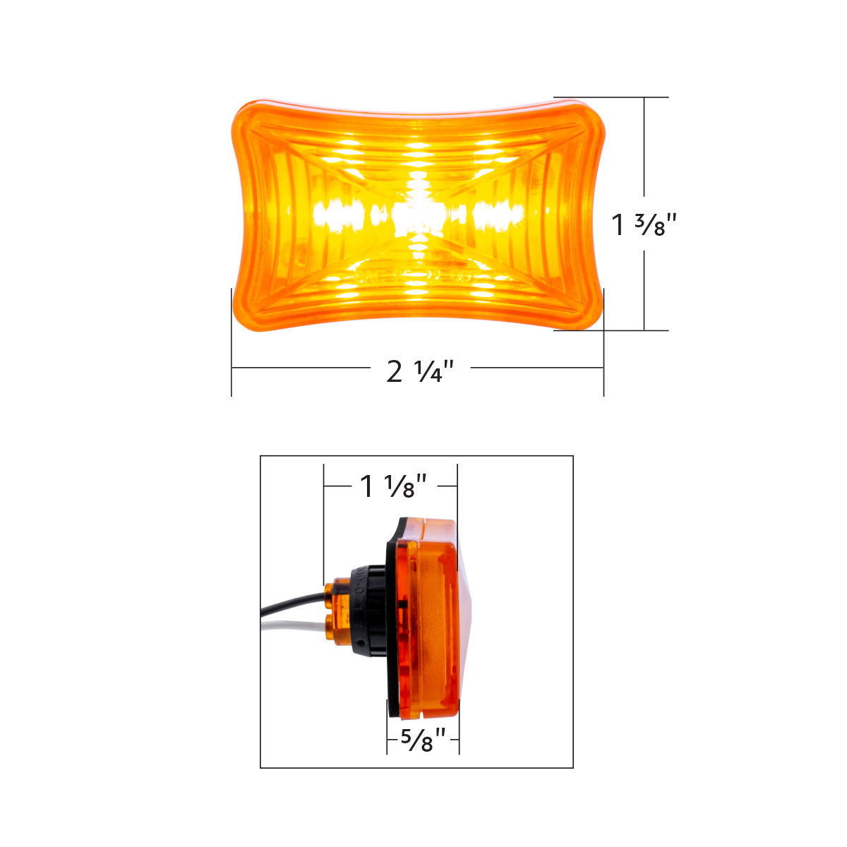 3 LED Rectangular Clearance/Marker Light-Amber LED/Amber Lens - Thumbnail 8