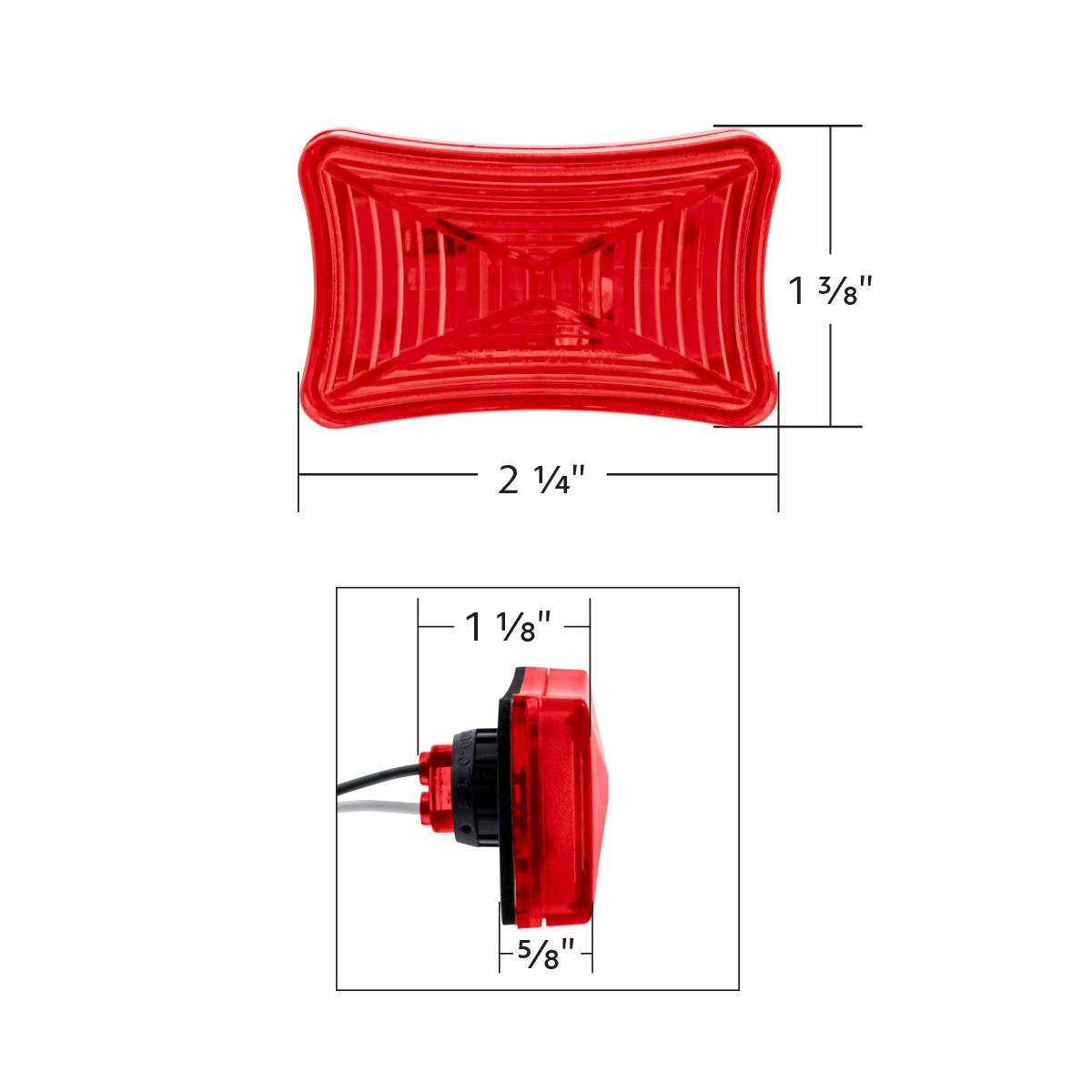 3 LED Rectangular Clearance/Marker Light-Red LED/Red Lens - Thumbnail 8