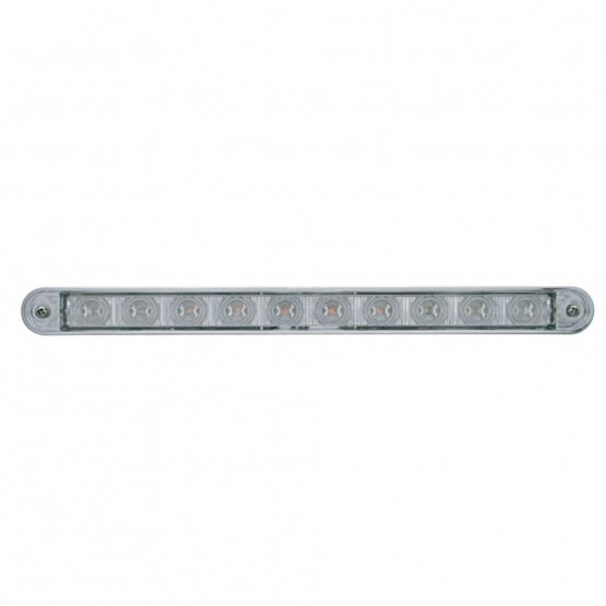 10 LED 9" Turn Signal Light Bar With Bezel - Amber LED/Clear Lens
