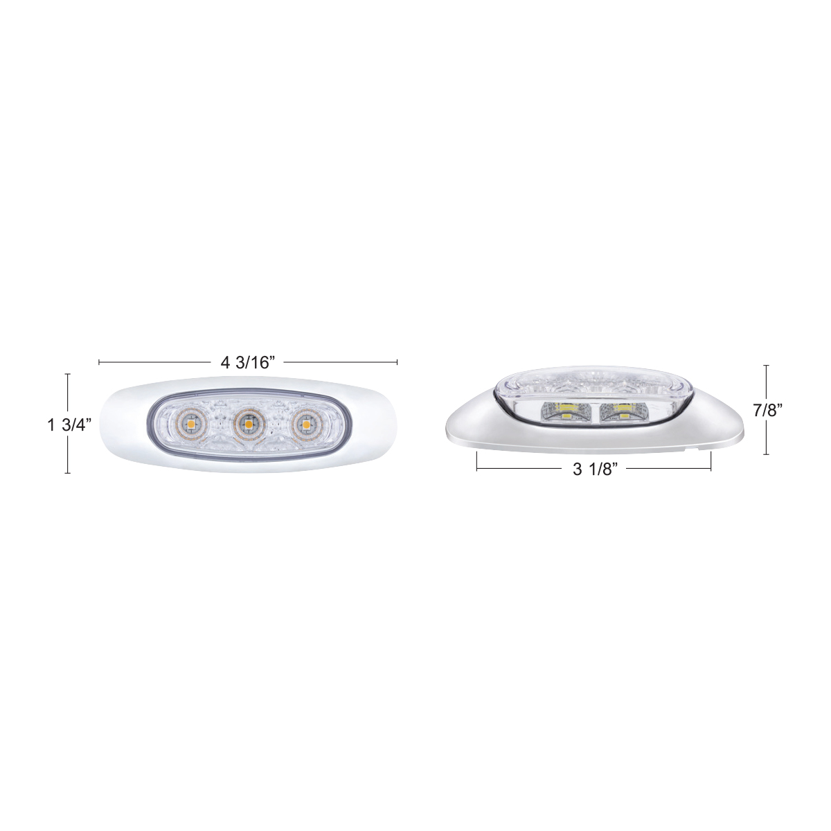 5 LED Reflector Light (Auxiliary/Utility) With Side Ditch Light - Amber LED/Clear Lens (Bulk) - Thumbnail 11