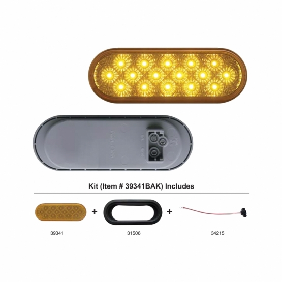 16 LED 6" Oval Reflector Turn Signal Light Kit - Amber LED/Amber Lens