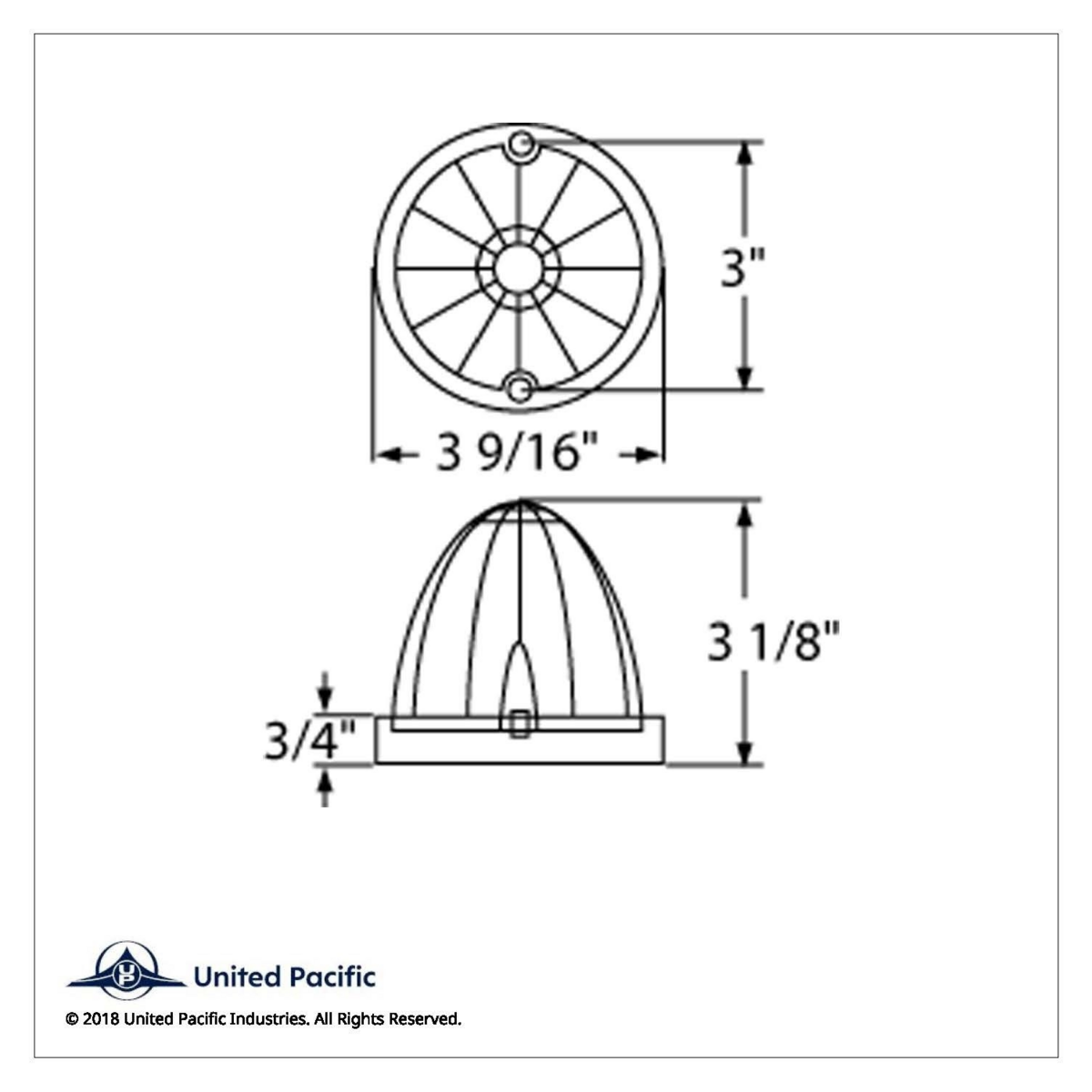 13 LED Watermelon Truck-Lite Style Cab Light - Amber LED/Amber Lens (Bulk) - Thumbnail 4