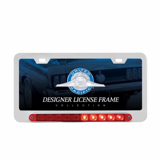 Deluxe License Plate Frame W/Split Turn Function LED Light - Chrome - Thumbnail 2