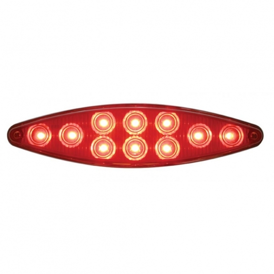 10 LED "Cat's Eye" Light With Bezel (Stop, Turn & Tail) - Red LED/Red Lens
