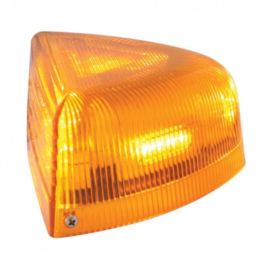 37 LED Turn Signal Light With Chrome Base For 1987-2007 Peterbilt 379/378/357- Amber LED/Amber Lens - Thumbnail 2