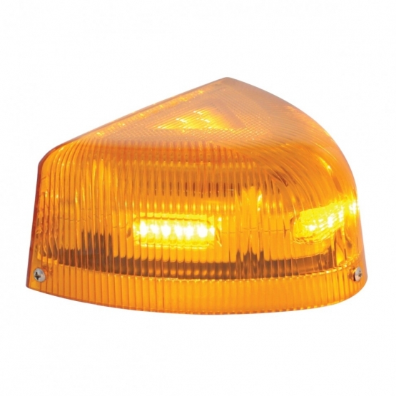 37 LED Turn Signal Light With Chrome Base For 1987-2007 Peterbilt 379/378/357- Amber LED/Amber Lens - Thumbnail 4