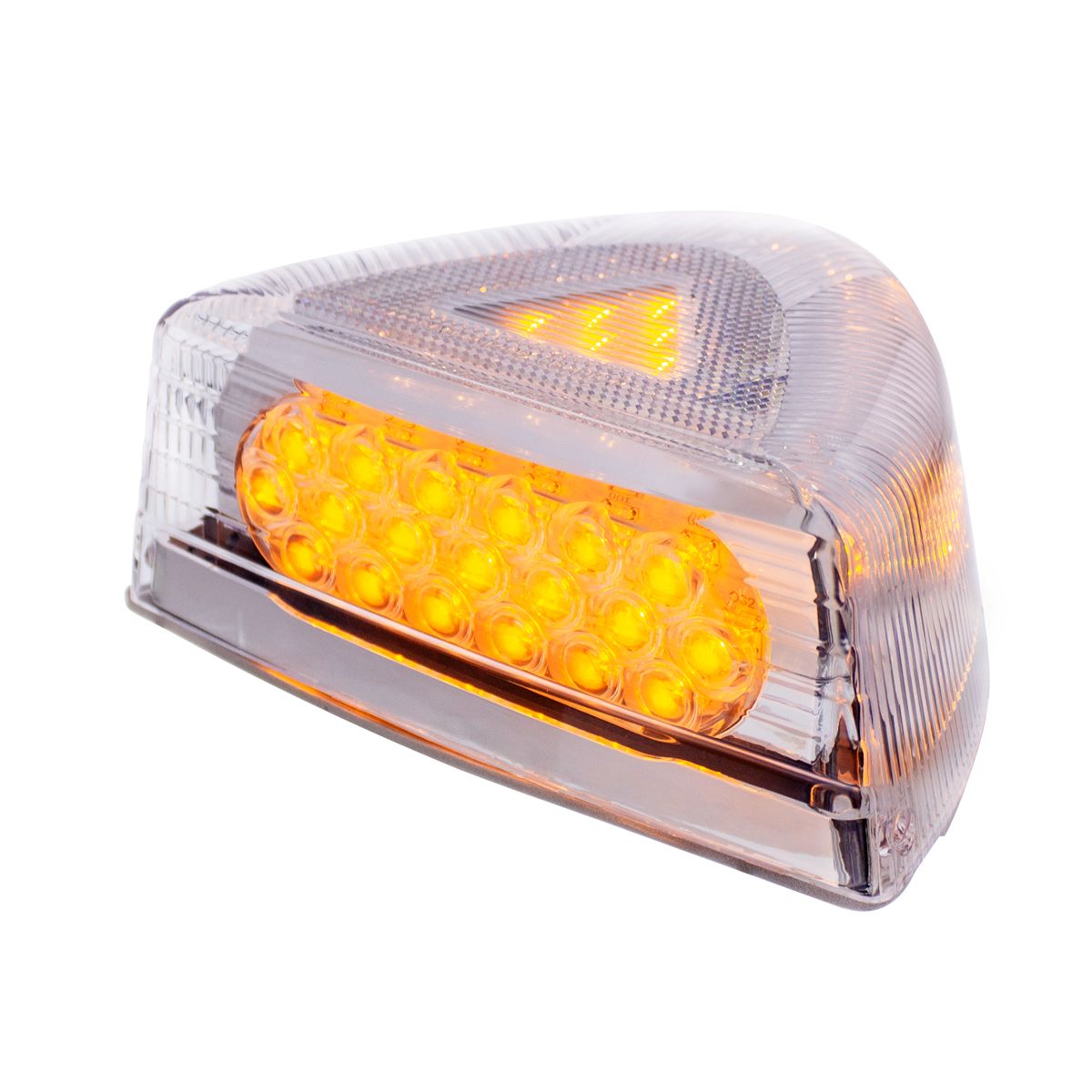 37 LED Turn Signal Light With Chrome Base For 1987-2007 Peterbilt 379/378/357- Amber LED/Clear Lens