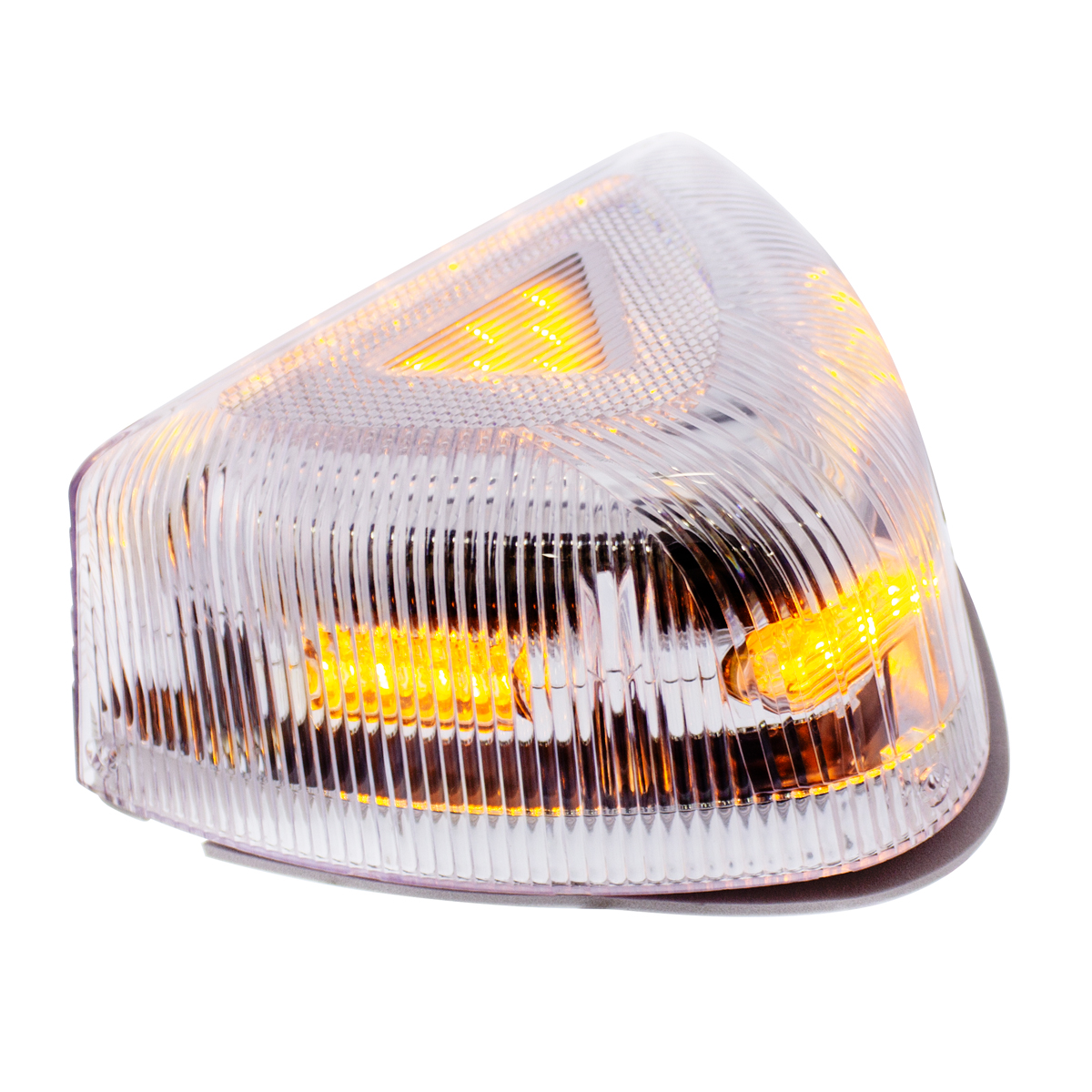 37 LED Turn Signal Light With Chrome Base For 1987-2007 Peterbilt 379/378/357- Amber LED/Clear Lens - Thumbnail 4