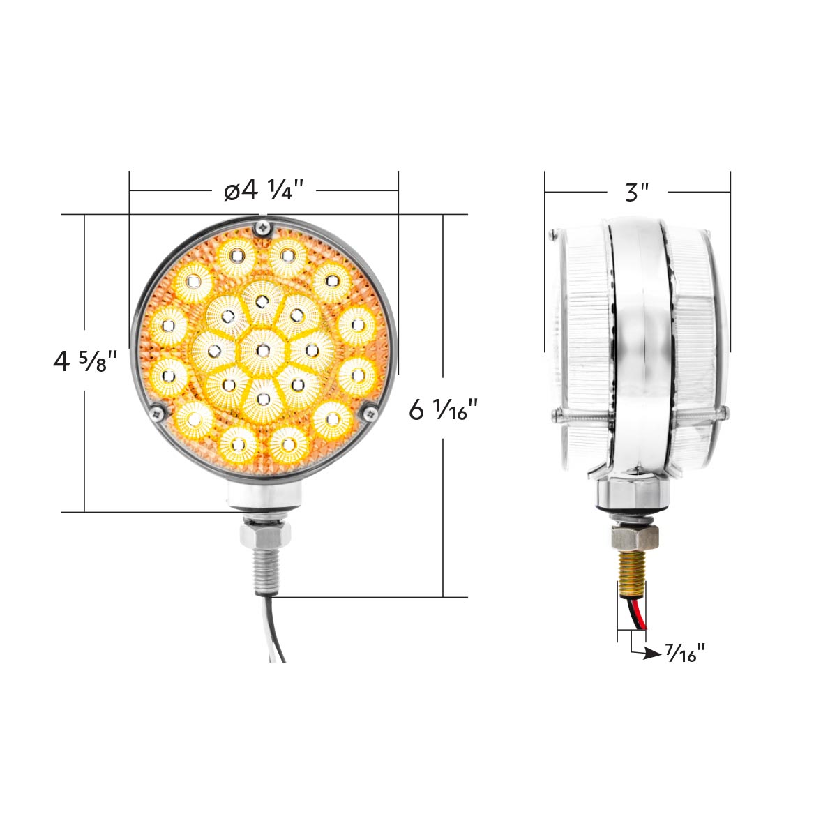 42 LED Reflector Double Face Competition Series Turn Signal Light-Amber & Red LED/Clear Lens - Thumbnail 11
