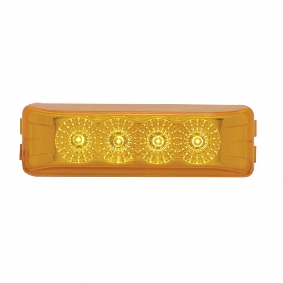 4 LED Reflector Rectangular Light (Clearance/Marker) - Amber LED/Amber Lens - Thumbnail 3