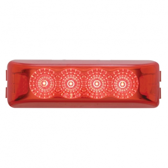 4 LED Reflector Rectangular Light (Clearance/Marker) - Red LED/Red Lens (Bulk)