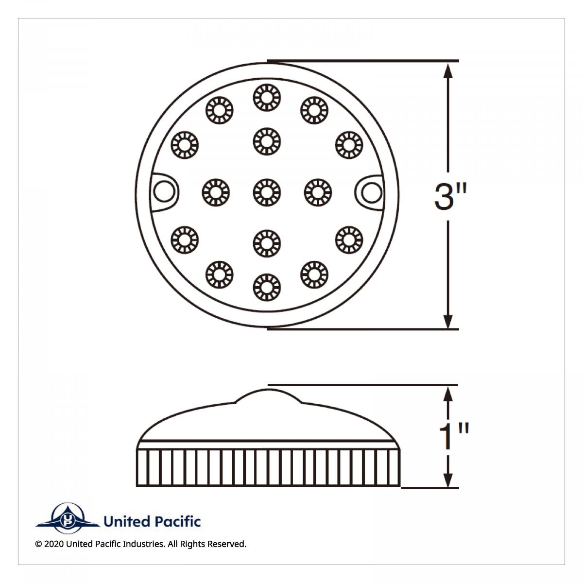 15 LED 3" Dual Function Reflector Single Face Light Only - Red LED/Red Lens (Bulk) - Thumbnail 3
