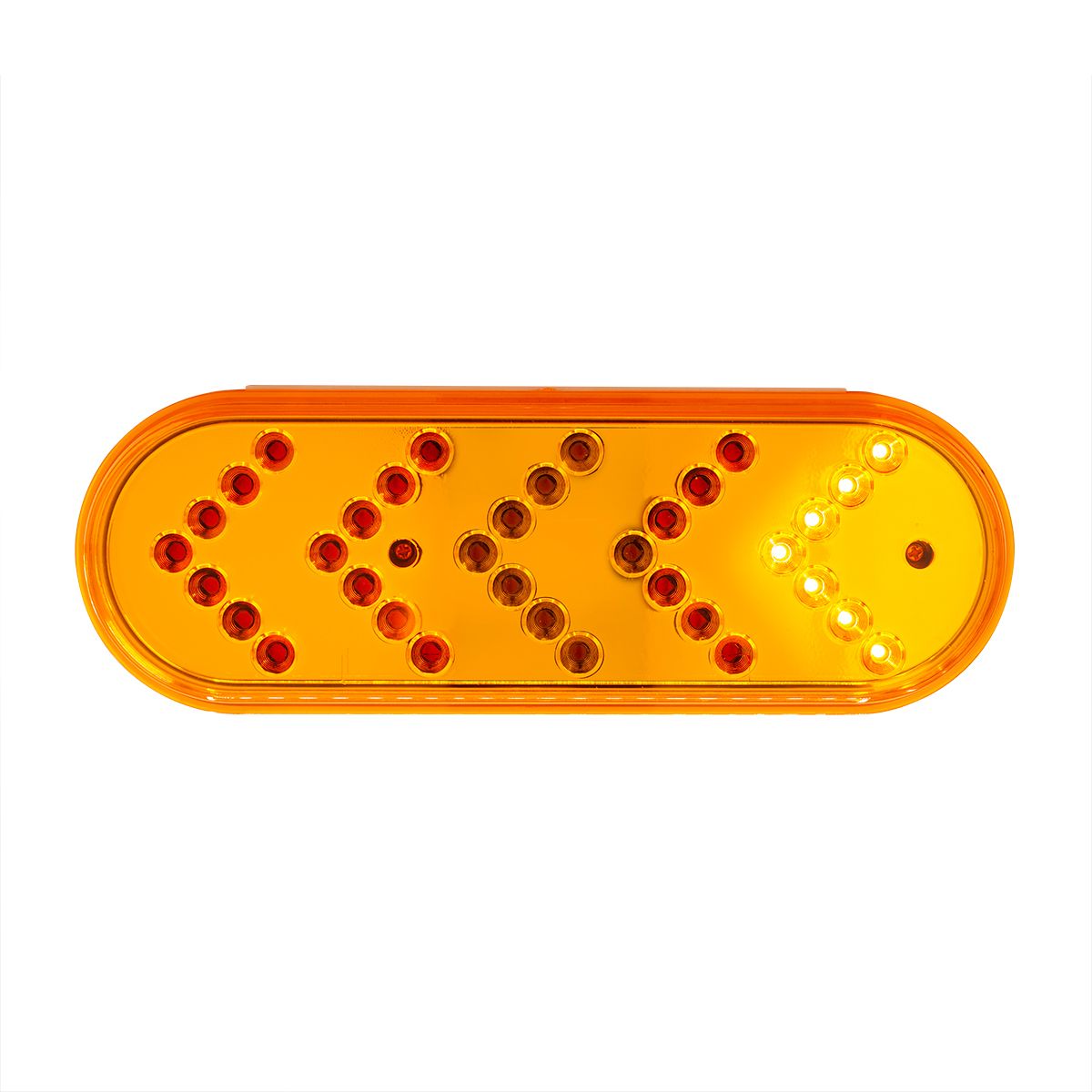 35 LED 6" Reflector Oval Sequential Turn Signal Light - Amber LED/Amber Lens