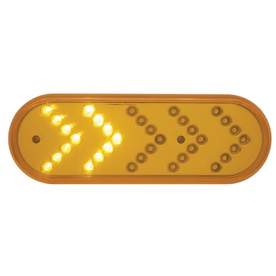 35 LED 6" Reflector Oval Sequential Turn Signal Light - Amber LED/Amber Lens (Bulk) - Thumbnail 2
