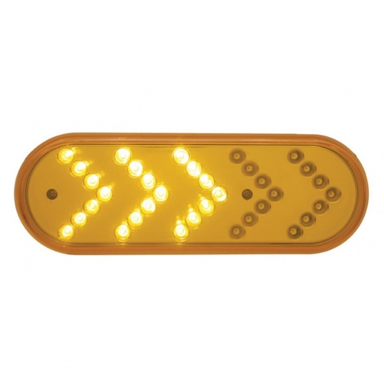 35 LED 6" Reflector Oval Sequential Turn Signal Light - Amber LED/Amber Lens (Bulk) - Thumbnail 3