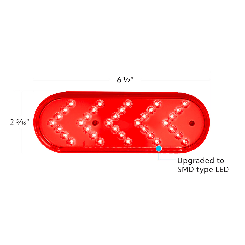 35 LED 6" Reflector Oval Sequential Turn Signal Light - Red LED/Red Lens - Thumbnail 11