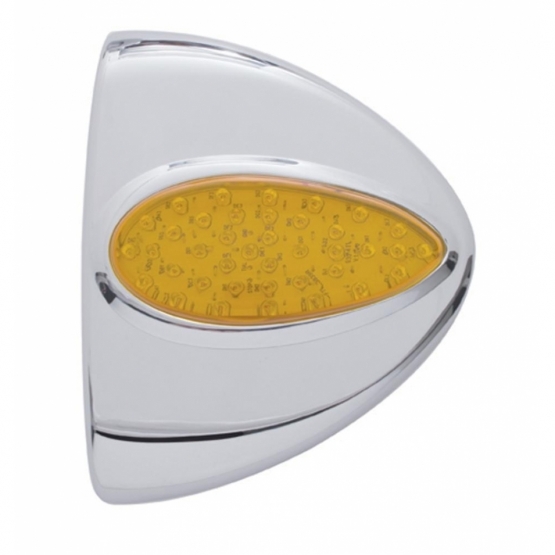39 LED Teardrop Headlight Turn Signal Light Cover For Peterbilt - Amber LED/Amber Lens - Thumbnail 2