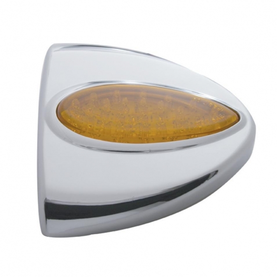 39 LED Teardrop Headlight Turn Signal Light Cover For Peterbilt - Amber LED/Amber Lens - Thumbnail 3