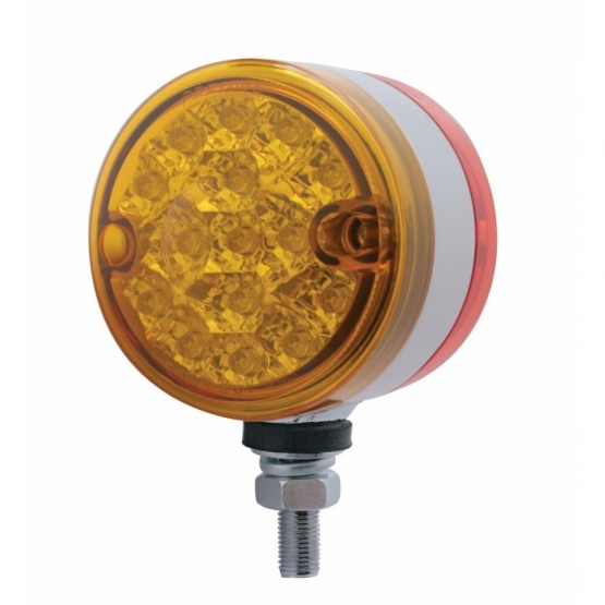 30 LED 3" Dual Function Reflector Double Face Light - Amber & Red LED/Amber & Red Lens - Thumbnail 2