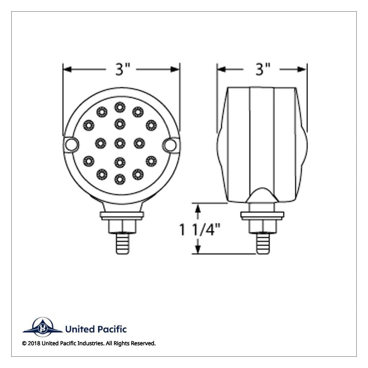 30 LED 3" Dual Function Reflector Double Face Light - Amber & Red LED/Clear Lens - Thumbnail 2