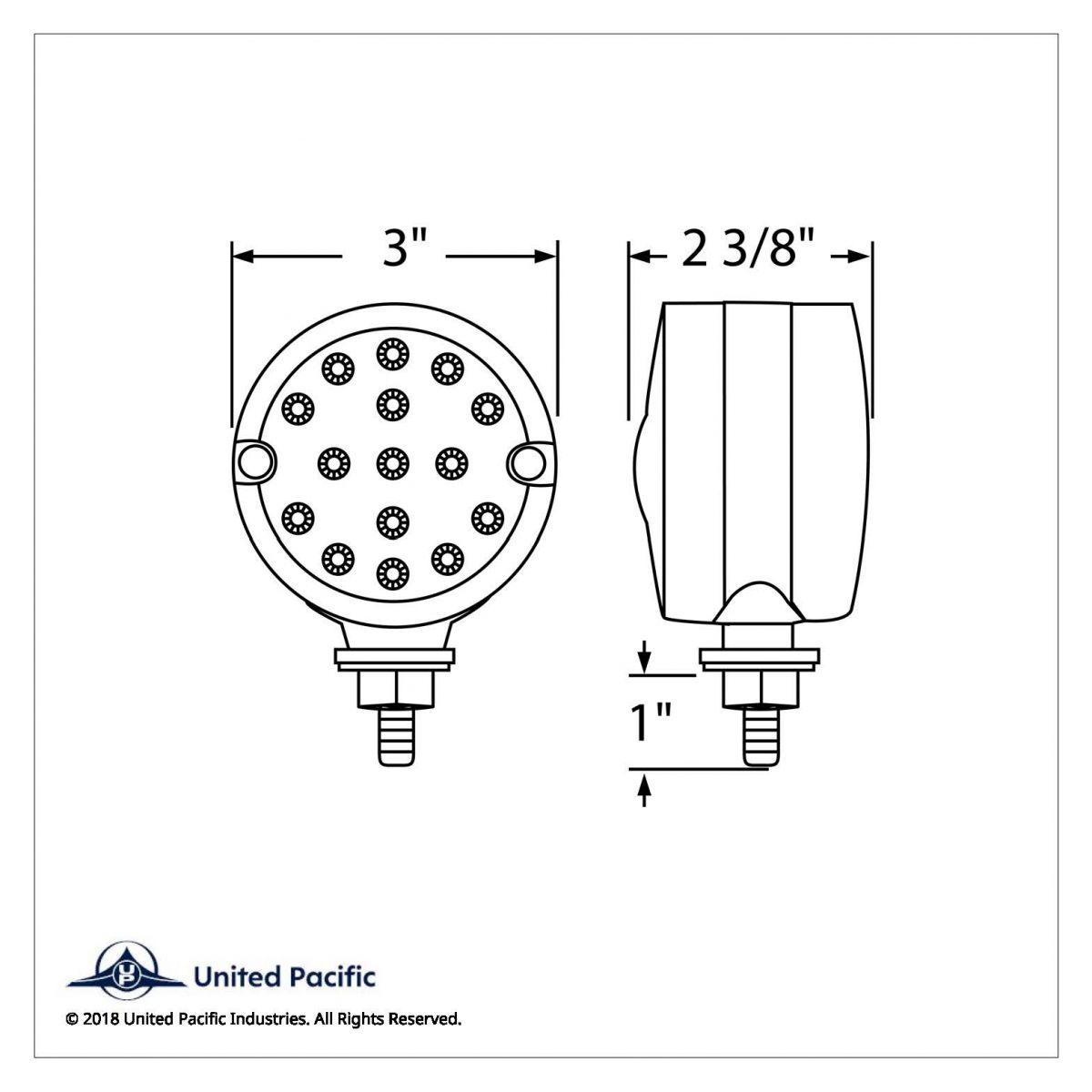 15 LED 3" Dual Function Reflector Single Face Light - Amber LED/Clear Lens - Thumbnail 2
