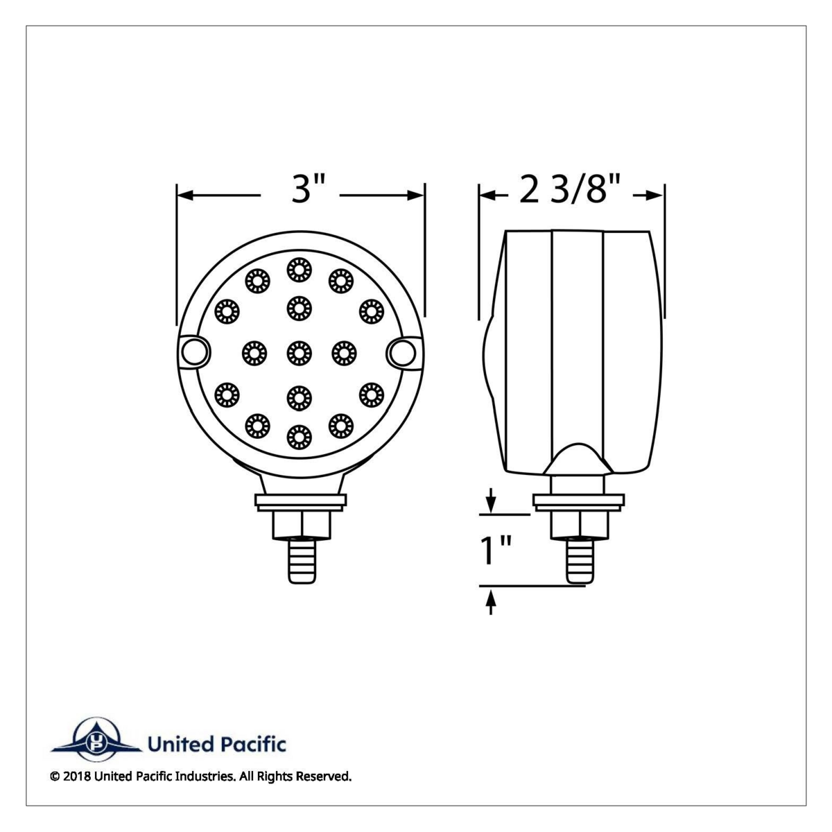 15 LED 3" Dual Function Reflector Single Face Light - Amber LED/Clear Lens - Thumbnail 3
