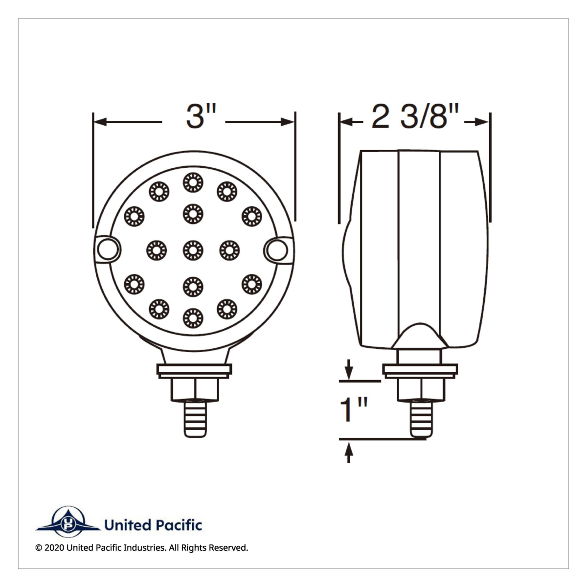 15 LED 3" Reflector Single Face Light - Amber LED/Clear Lens - Thumbnail 4
