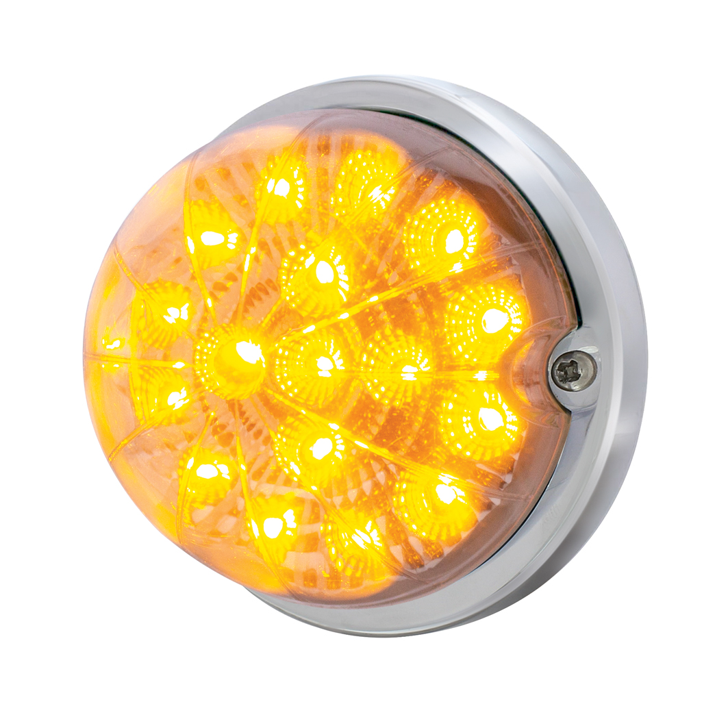 17 LED Dual Function Watermelon Clear Reflector Flush Mount Kit With Low Profile Bezel-Amber LED/Clear Lens