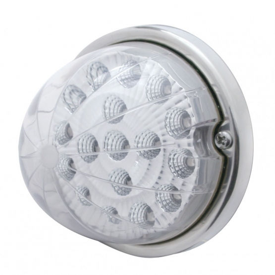 17 LED Watermelon Clear Reflector Flush Mount Kit With Low Profile Bezel - Red LED/Clear Lens