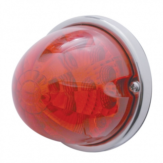 17 LED Reflector Watermelon Flush Mount Kit With Low Profile Bezel - Red LED/Red Lens
