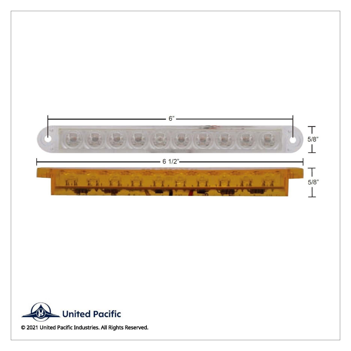 10 LED 6-1/2" Light Bar Only (Stop, Turn & Tail) - Red LED/Clear Lens (Bulk) - Thumbnail 3