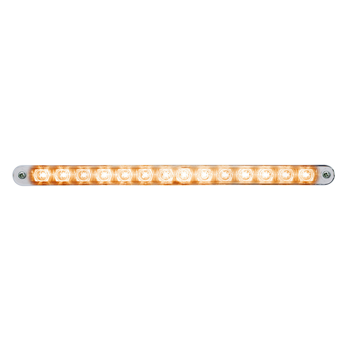 14 LED 12" Auxiliary strip Light With Bezel - Amber LED/Chrome Lens - Thumbnail 4