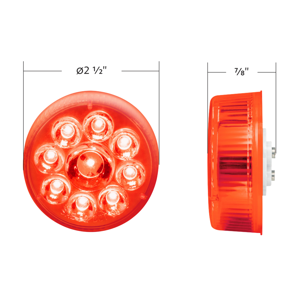 9 LED 2.5" Round Pure Reflector Light Kit (Clearance/Marker) - Red LED/Red Lens - Thumbnail 9