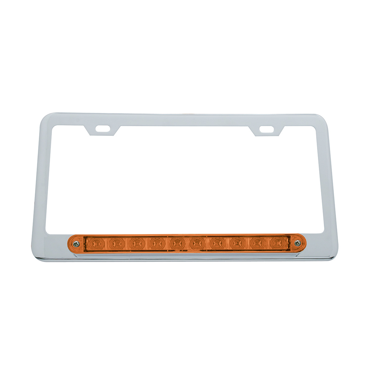 Chrome License Plate Frame With 10 LED 9" Light Bar - Amber LED/Amber Lens - Thumbnail 2