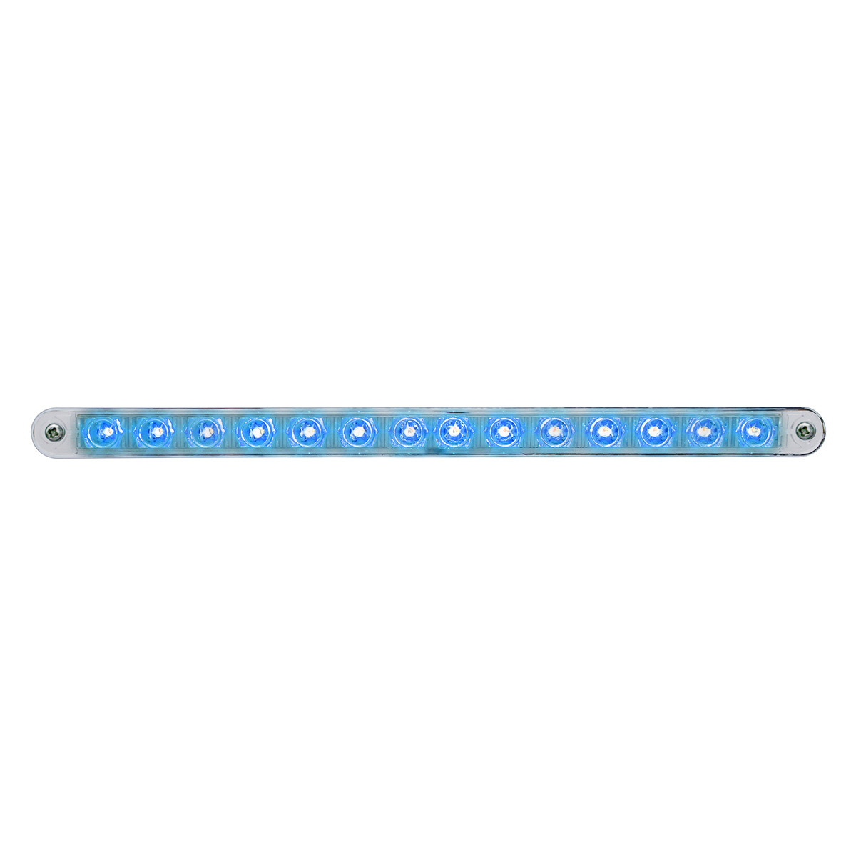 14 LED 12" Auxiliary strip Light With Bezel - Blue LED/Clear Lens - Thumbnail 4
