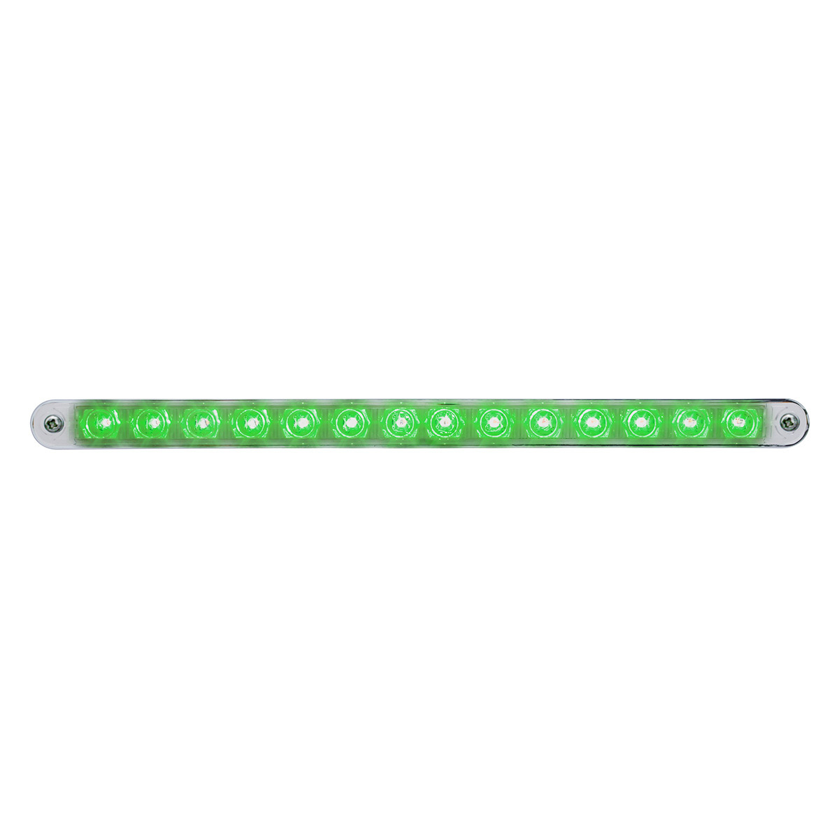 14 LED 12" Auxiliary strip Light With Bezel - Green LED/Clear Lens - Thumbnail 4