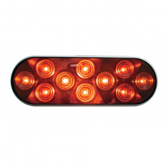 10 LED Oval Auxiliary Light - Red LED/Chrome Lens