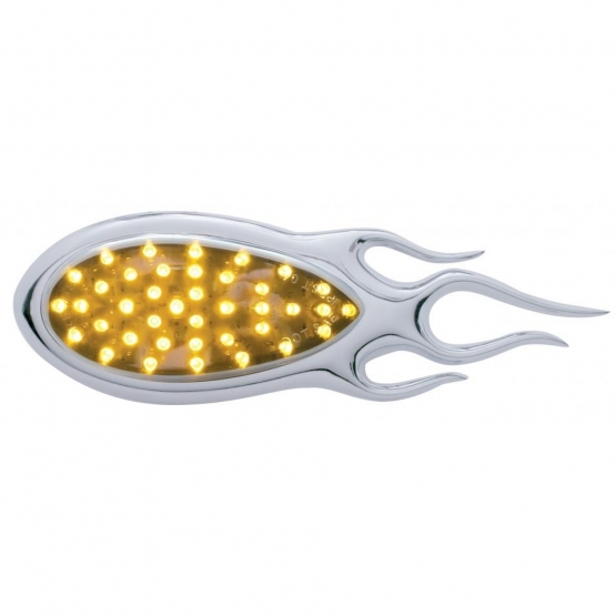 39 LED "Inferno" Auxiliary Light With Flame Bezel - Amber LED/Chrome Lens