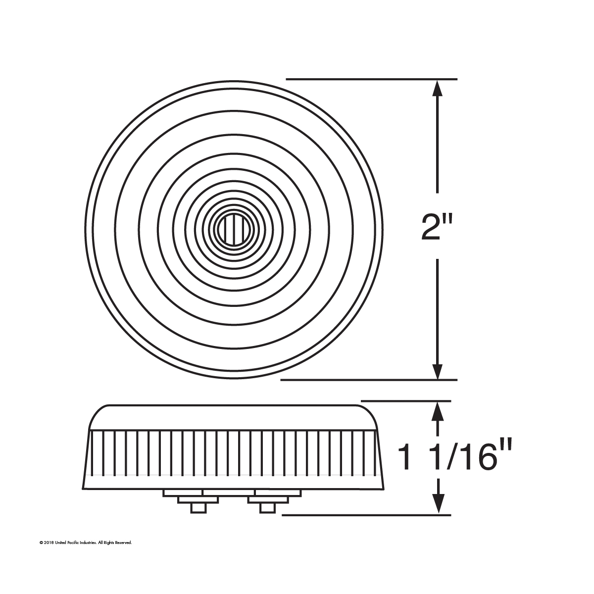 Single LED 2" Round Low Profile Light Kit (Clearance/Marker) - Red LED/Red Lens - Thumbnail 4