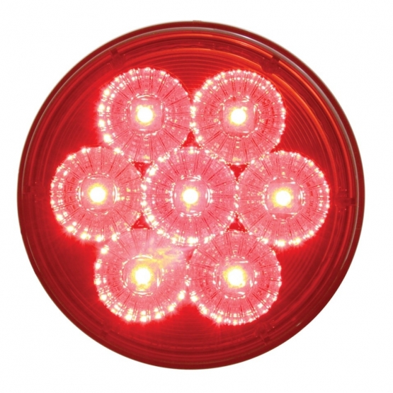 7 LED 4" Round Reflector Light Kit (Stop, Turn & Tail) - Red LED/Red Lens - Thumbnail 2