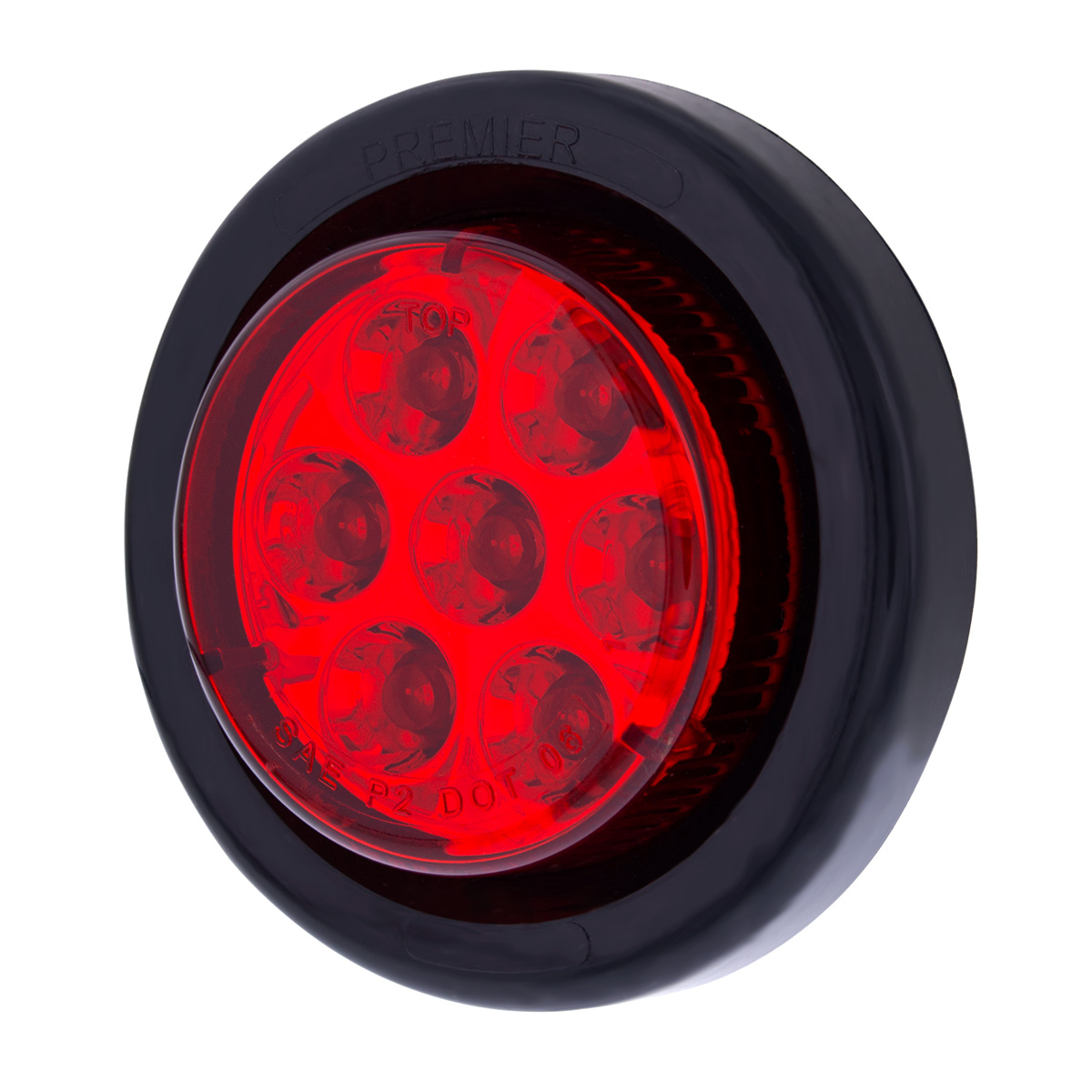 7 LED 2" Round Light Kit (Clearance/Marker) - Red LED/Red Lens - Thumbnail 2