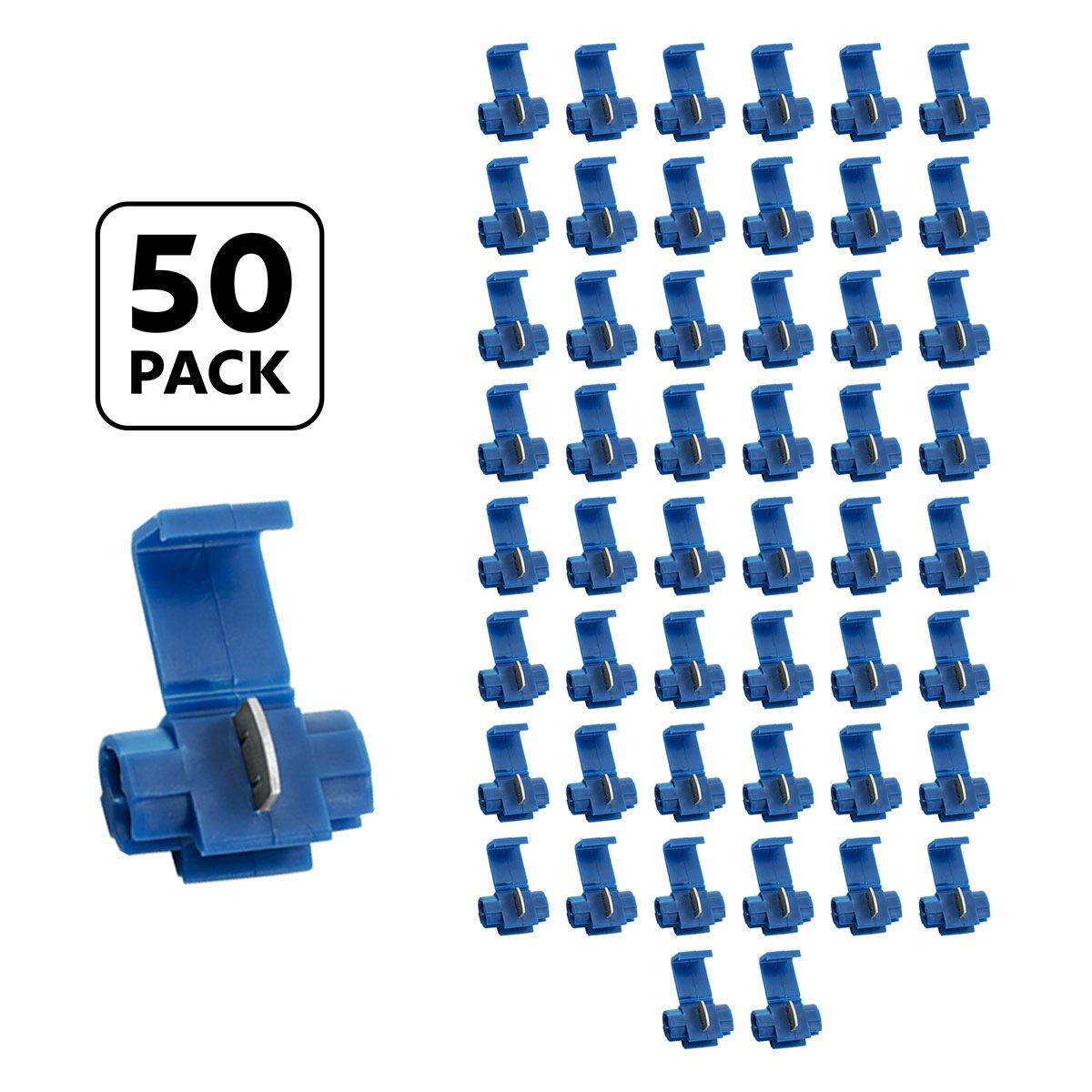 18-14 AWG Blue Snap Lock Tap Splice Connector (50 pcs/Bag)