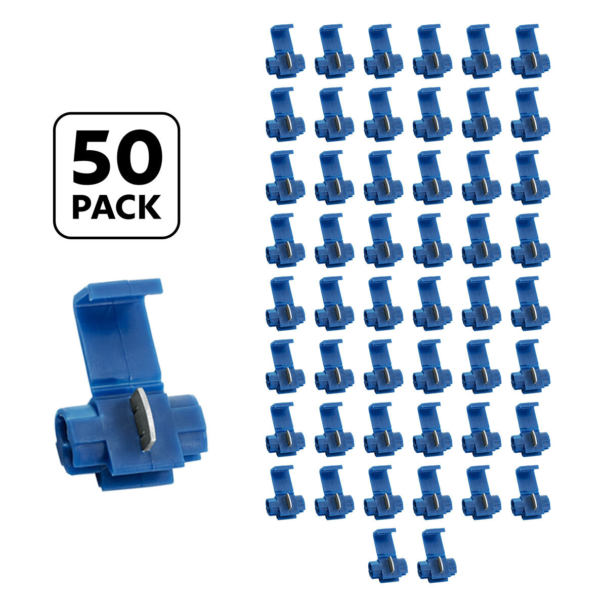 18-14 AWG Blue Snap Lock Tap Splice Connector (50 pcs/Bag) - Thumbnail 3