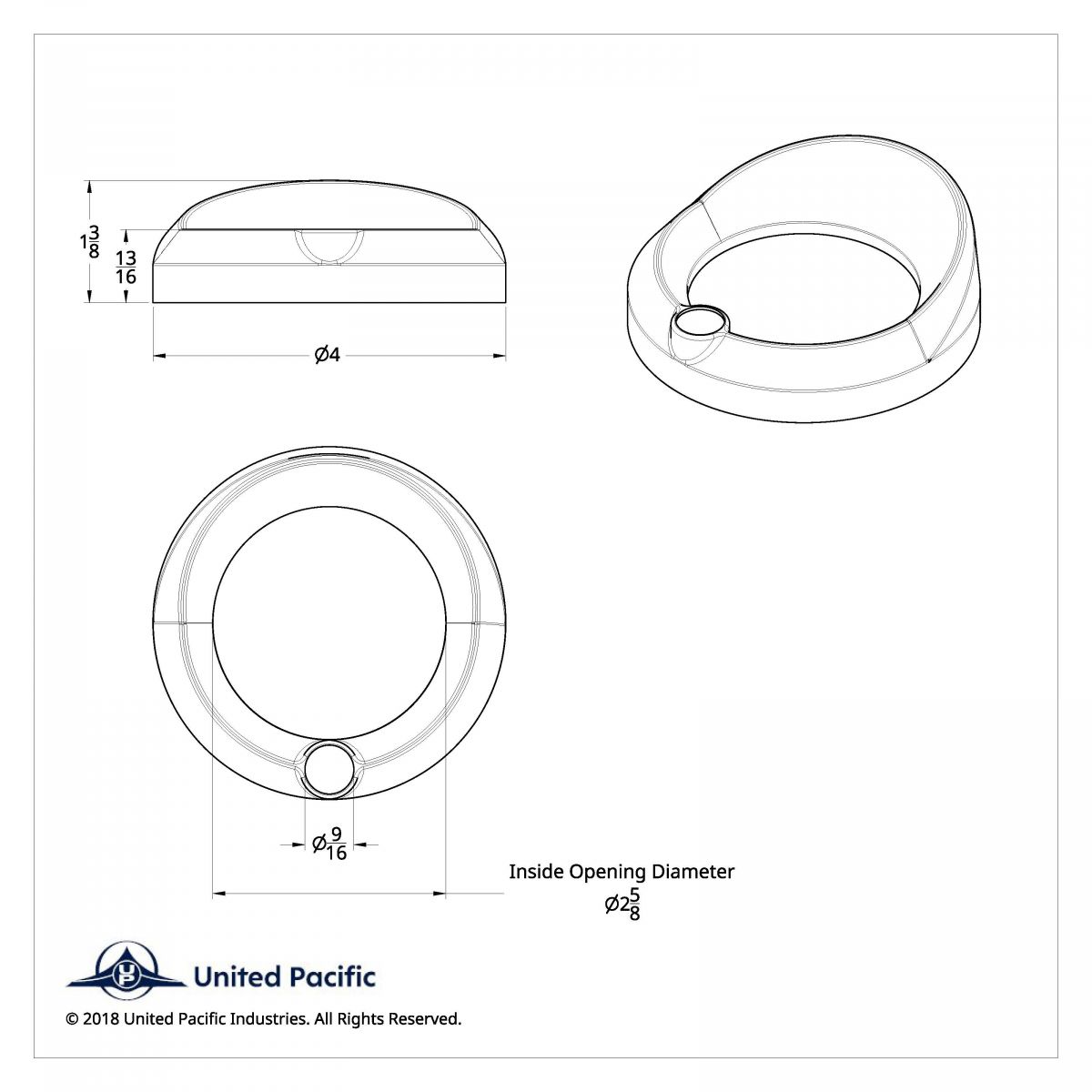 Signature Series Gauge Bezel With Visor & Crystal For 3-3/4" DIA Speed/Tachometer Gauge - Red Crystal - Thumbnail 2