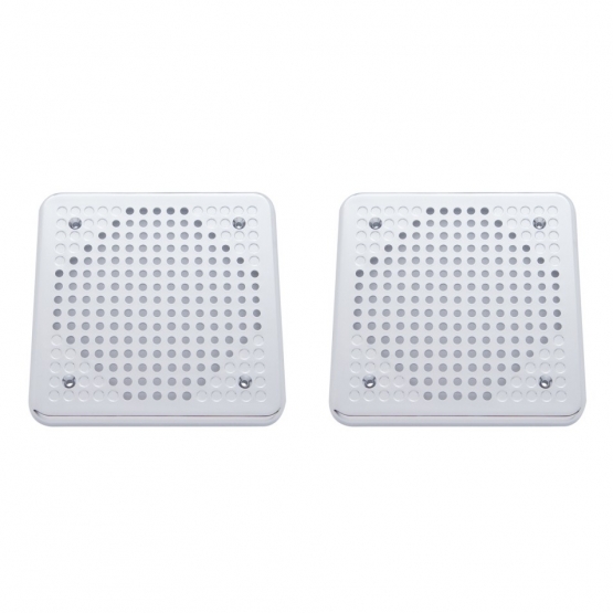 Chrome 5-5/8" Square Speaker Cover For Various Kenworth Models (Pair)