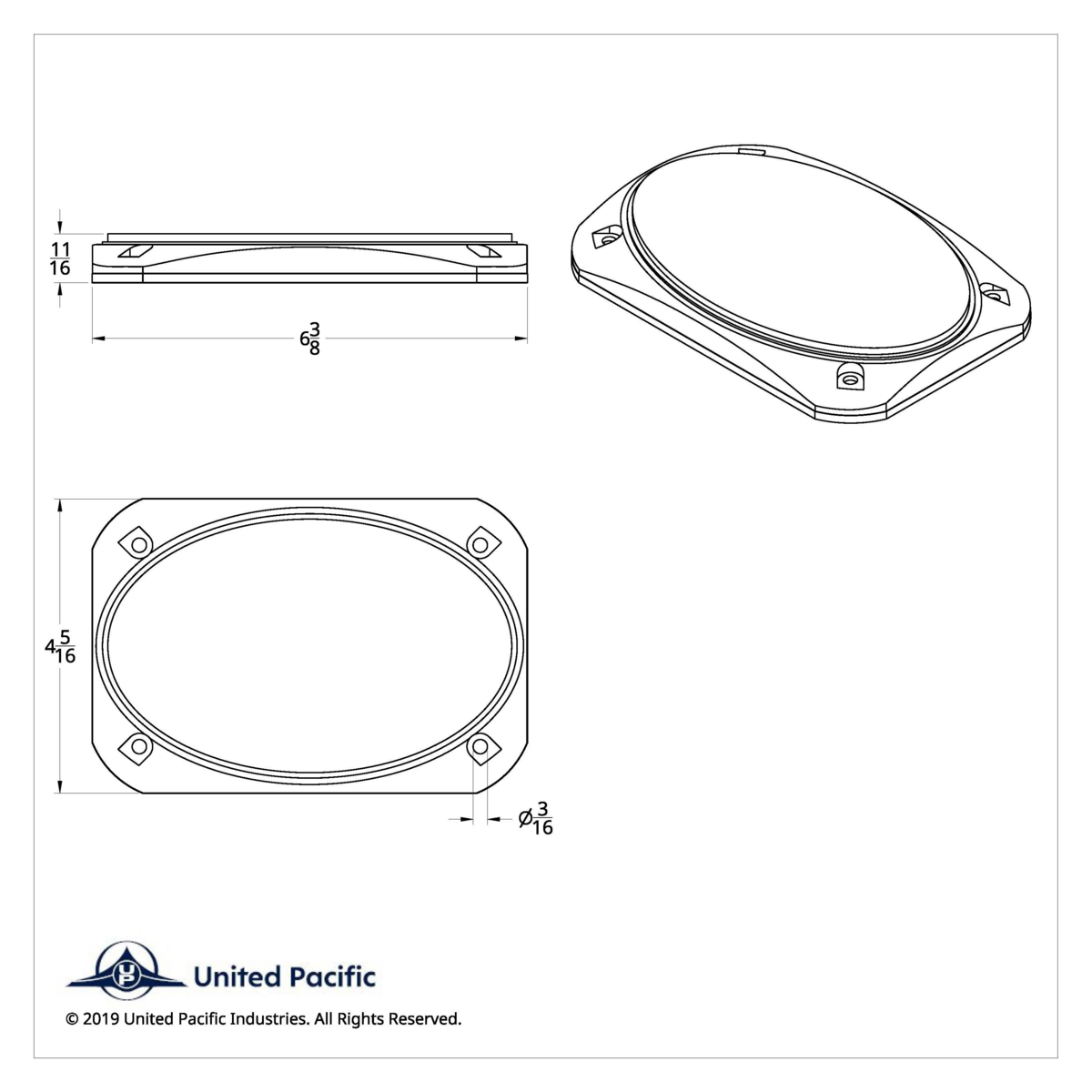 Chrome 6-3/8" X 4-5/16" Speaker Covers For Various Peterbilt Models (Pair) - Thumbnail 3