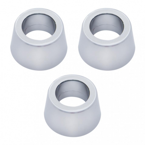 Chrome Round Dash Indicator Light Trims for 1967-1987 Peterbilt 359 (3-Pack)