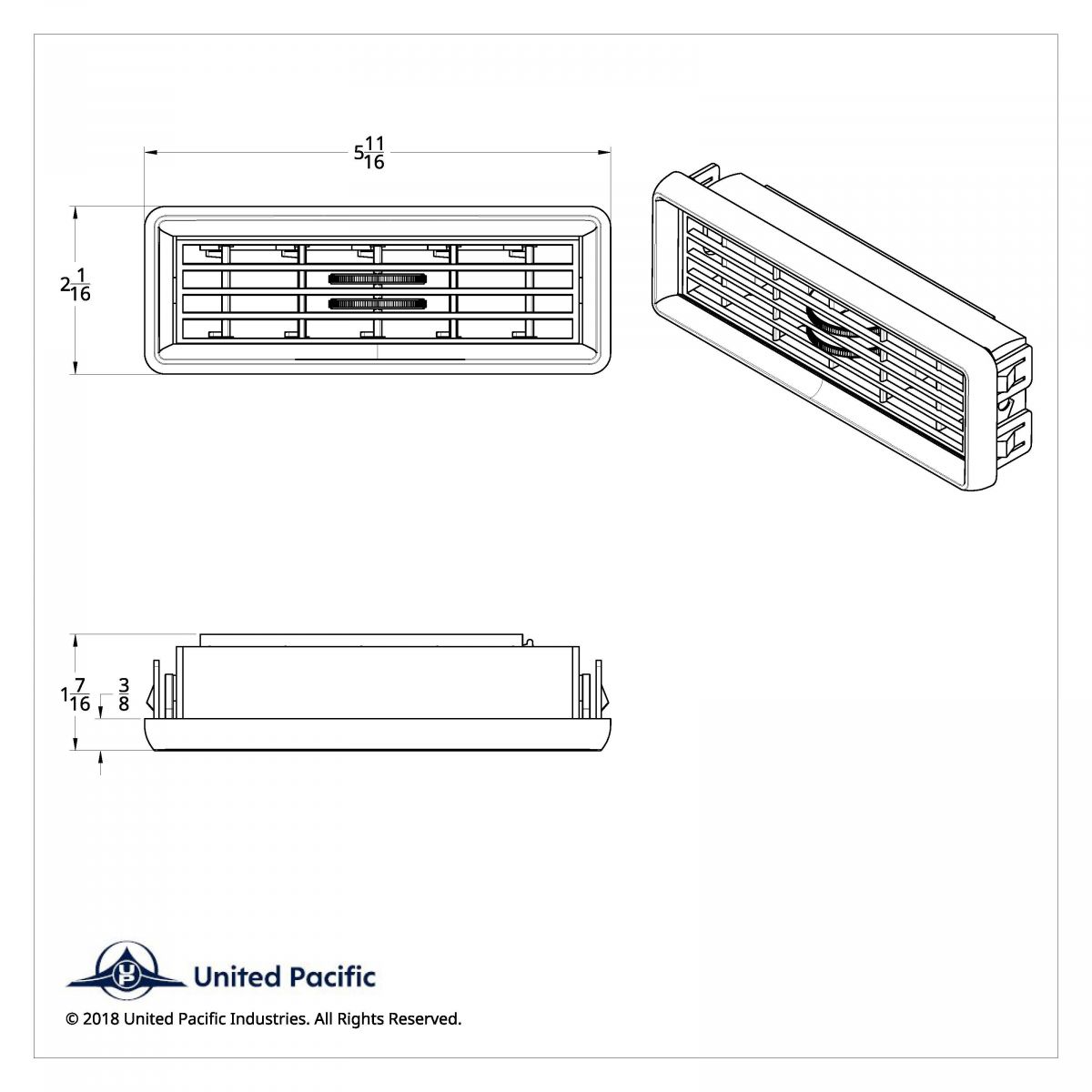 Chrome Plastic A/C Vent For International 2000 Or Earlier Model - Thumbnail 5